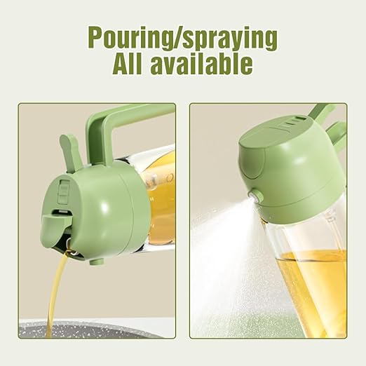 2-in-1 Glass Oil Sprayer & Dispenser | 500ml Spray & Pour Bottle