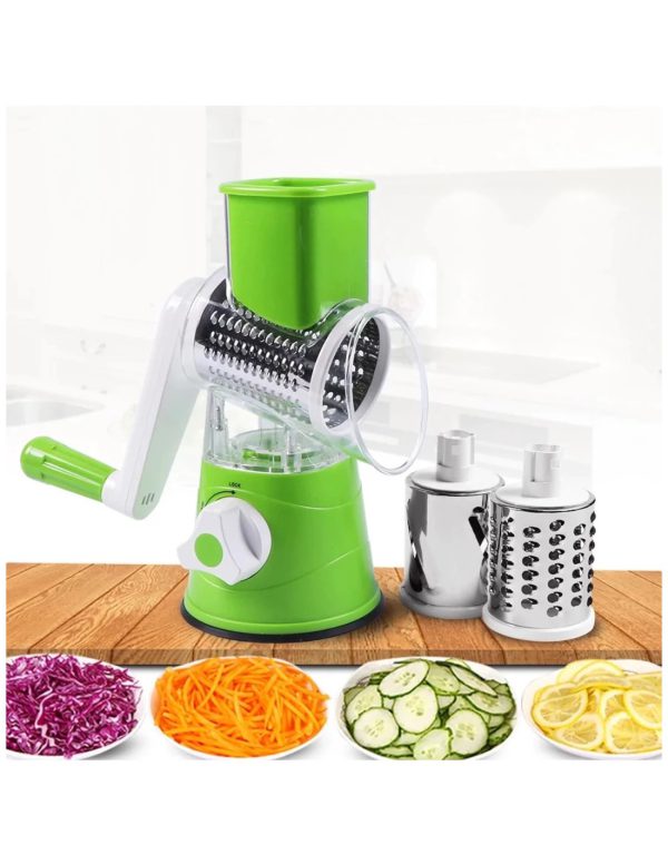 Stainless Steel Manual Vegetable Cutter & Slicer – Multifunctional Round Drum Chopper for Potatoes, Cheese & More