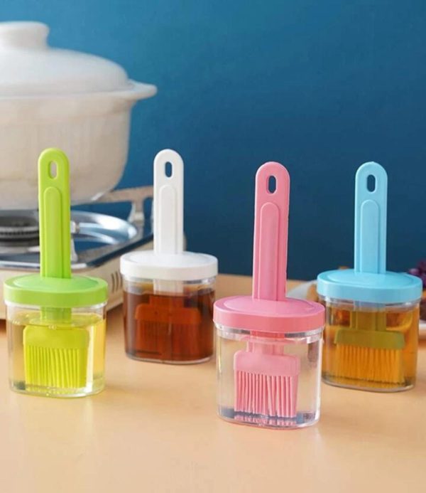 Plastic Oil Bottle Dispenser with Silicone Bristle Brush – Perfect for BBQ & Cooking