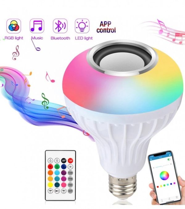 Smart LED Light Bulb with Bluetooth Speaker & Remote Control